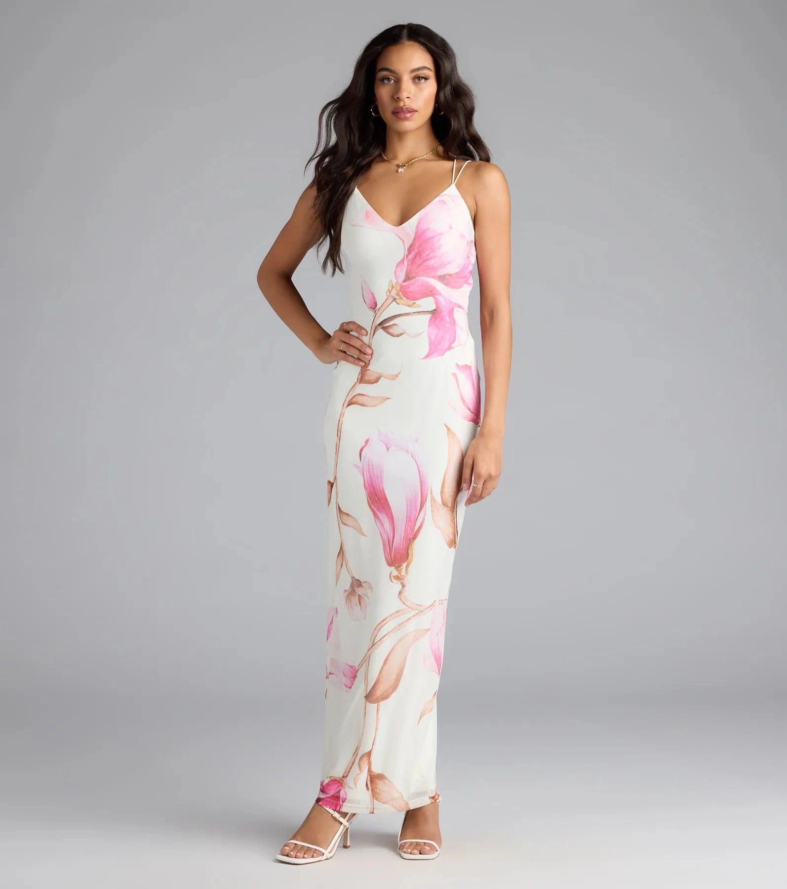 Blooming Beauty Maxi Dress: Get ready to turn heads in this floral mesh masterpiece!